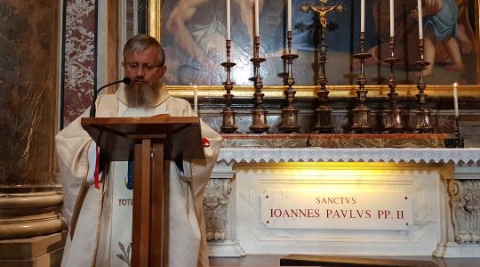 Homilia księdza Jarka przy ołtarzu  świętego Jana Pawła II w bazylice świętego Piotra 20.09.2017