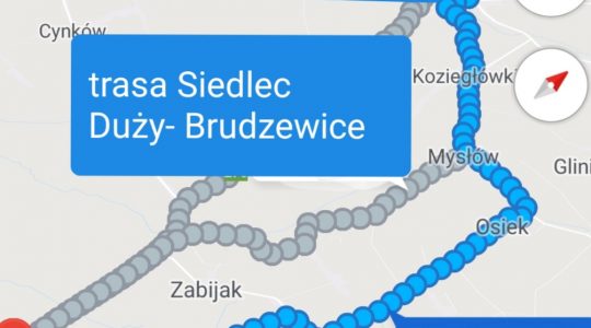 Trasa w trzecim dniu pieszej pielgrzymki ks. Jarosława do Wadowic (21.05.2019)